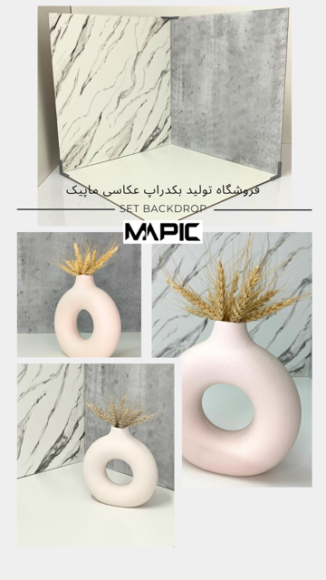 بکدراپ ست سه تایی ماربل سفید پتینه